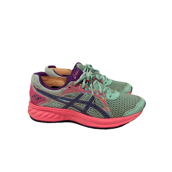 Asics Girls Jolt 2 1014A185 Size 6.5 Green Pink Running Shoes - Picture 3 of 9